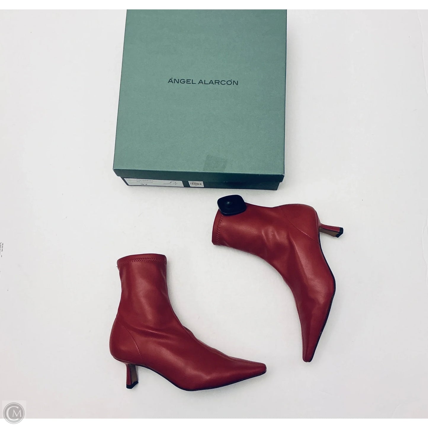 Boots Ankle Heels By Clothes Mentor In Red, Size: 6.5