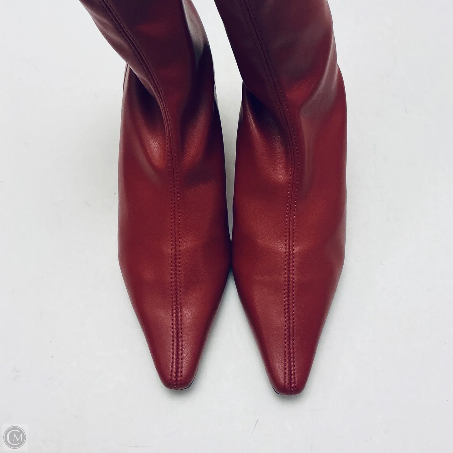 Boots Ankle Heels By Clothes Mentor In Red, Size: 6.5