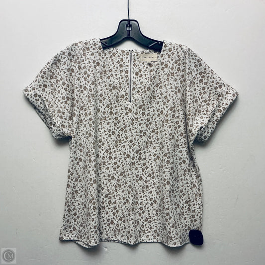 Top Short Sleeve By Melloday In Tan & White, Size: S