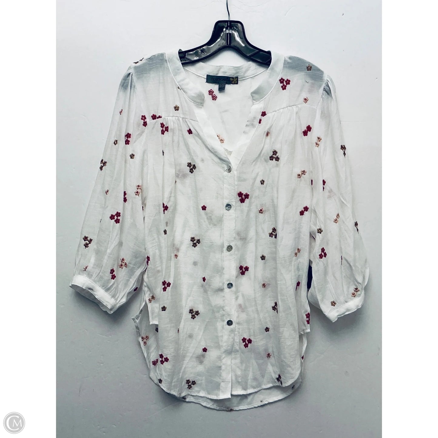Top Long Sleeve By Figuero & Flower In White, Size: S