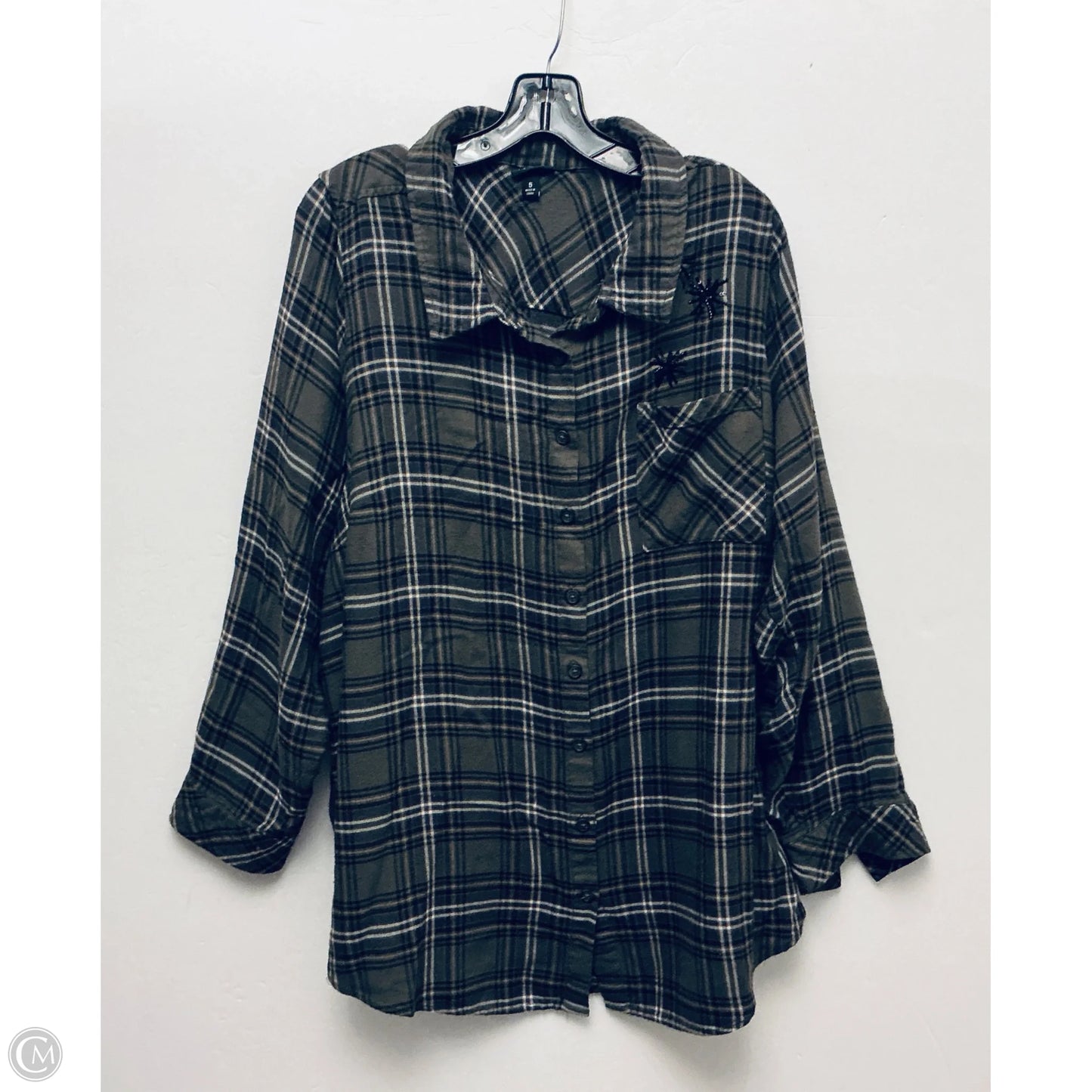 Top Long Sleeve By Torrid In Plaid Pattern, Size: 6
