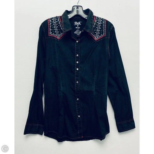 Top Long Sleeve By Wrangler In Black & Red, Size: L