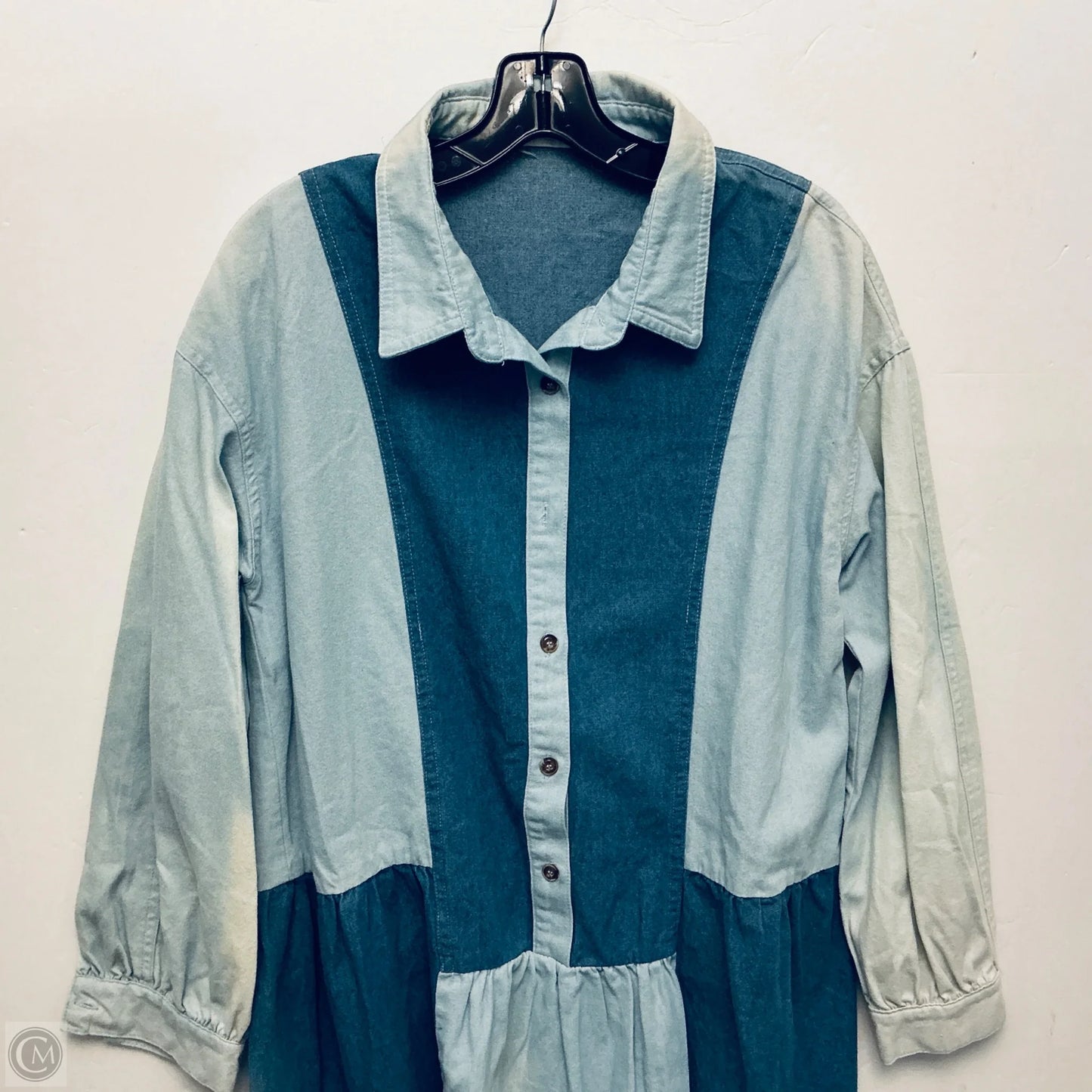 Dress Casual Midi By Peach Love Cream California In Blue Denim, Size: L