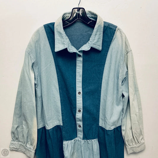 Dress Casual Midi By Peach Love Cream California In Blue Denim, Size: L