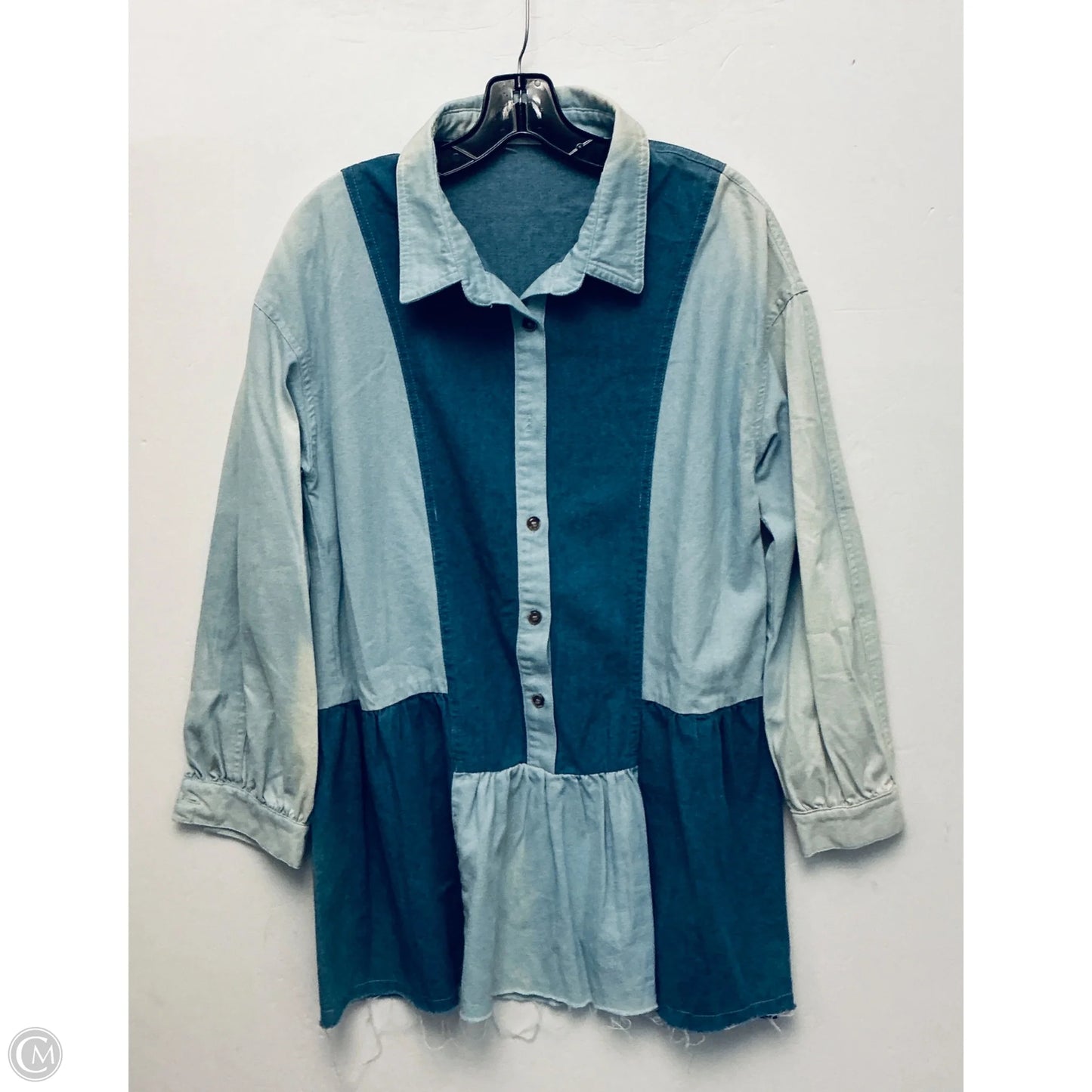 Dress Casual Midi By Peach Love Cream California In Blue Denim, Size: L