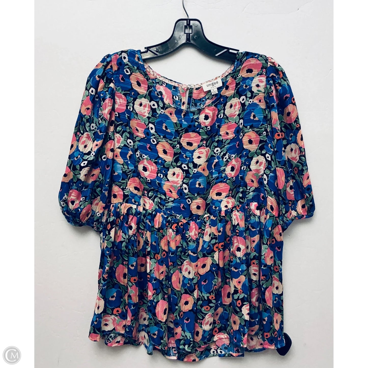 Top Short Sleeve By Umgee In Blue, Size: L