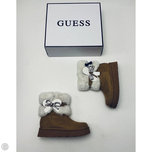 Boots Ankle Flats By Guess In Tan & White, Size: 8