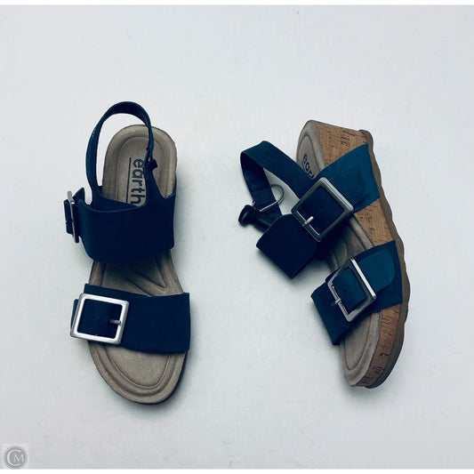 Sandals Heels Wedge By Earth In Blue, Size: 6.5