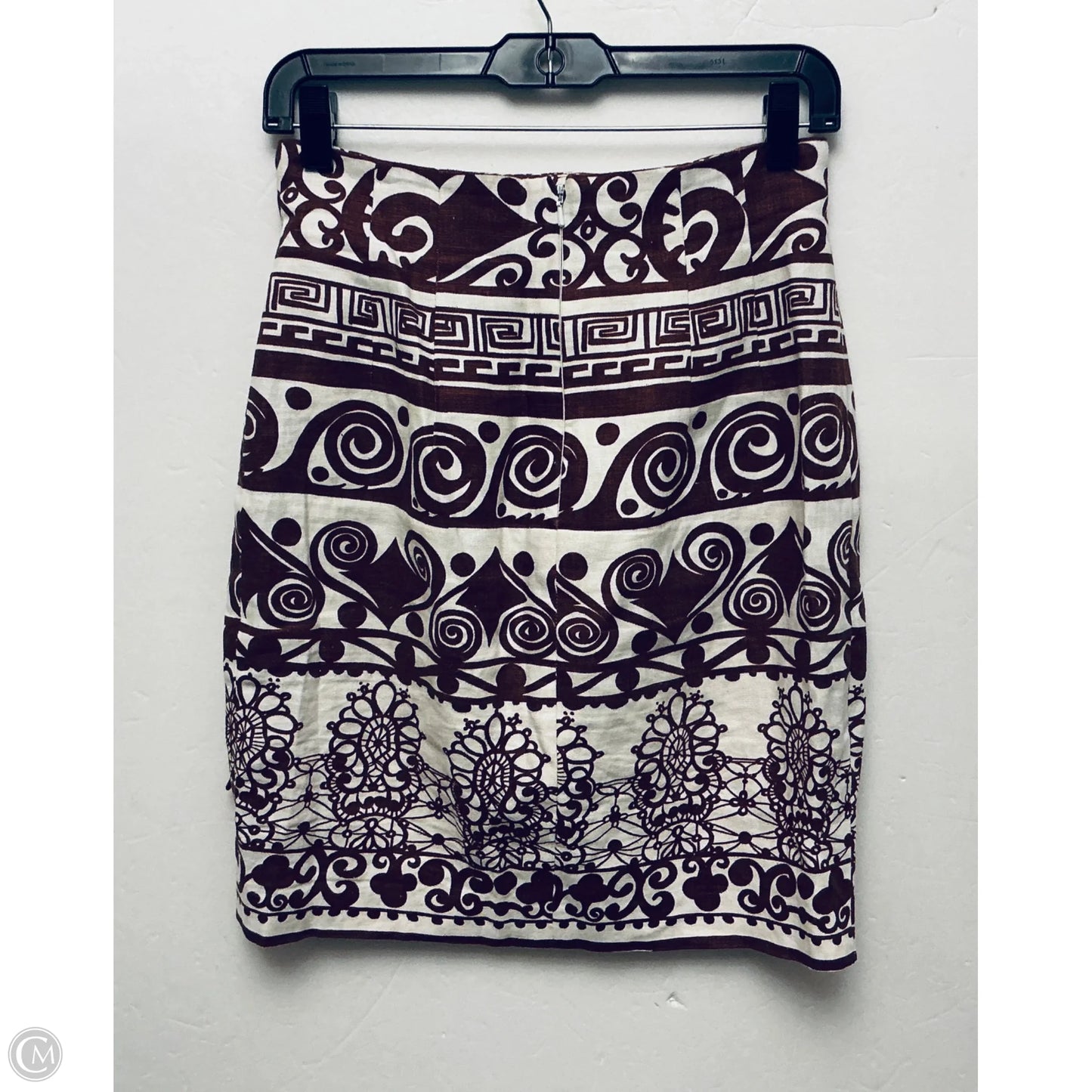 Skirt Midi By Andrea Jovine In Brown & White, Size: 4