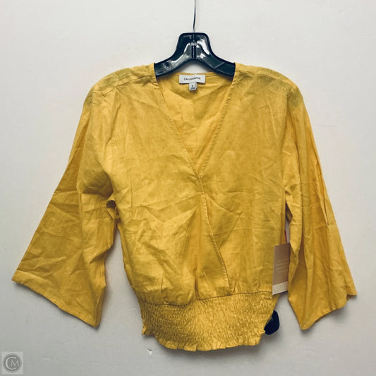Top Long Sleeve By Calligraphie In Yellow, Size: S