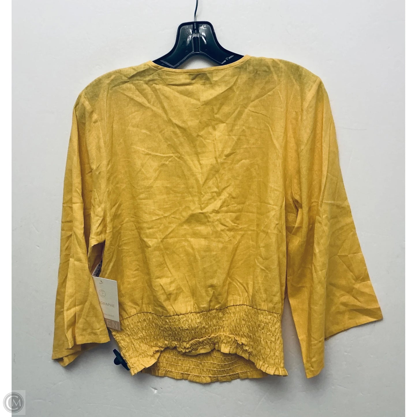 Top Long Sleeve By Calligraphie In Yellow, Size: S