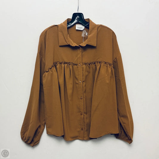 Top Long Sleeve By Andree By Unit In Brown, Size: S