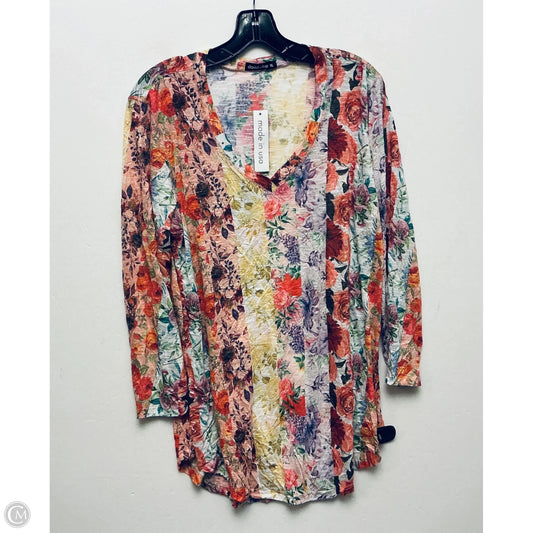 Top Long Sleeve By David Cline In Floral Print, Size: Xl