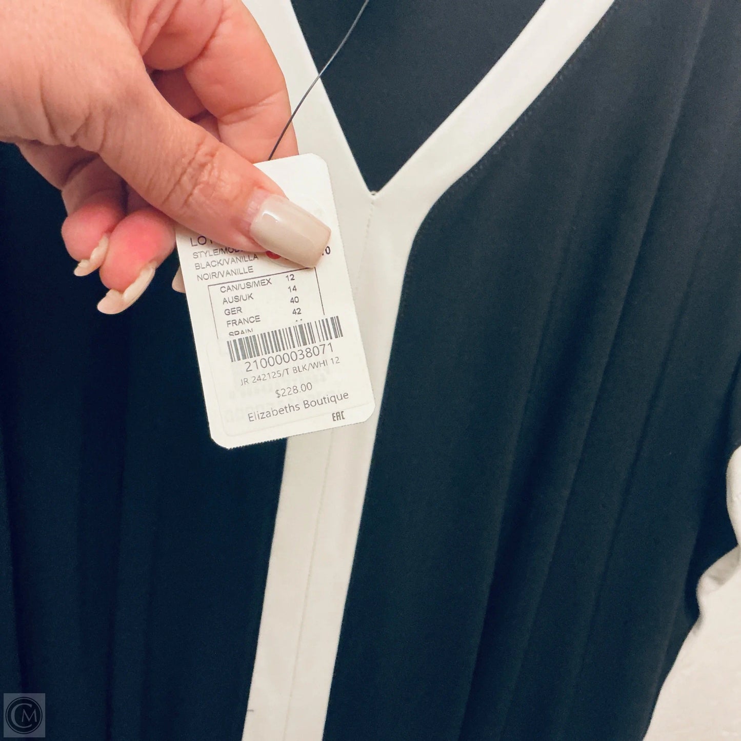 Top Short Sleeve By Joseph Ribkoff In Black & White, Size: L