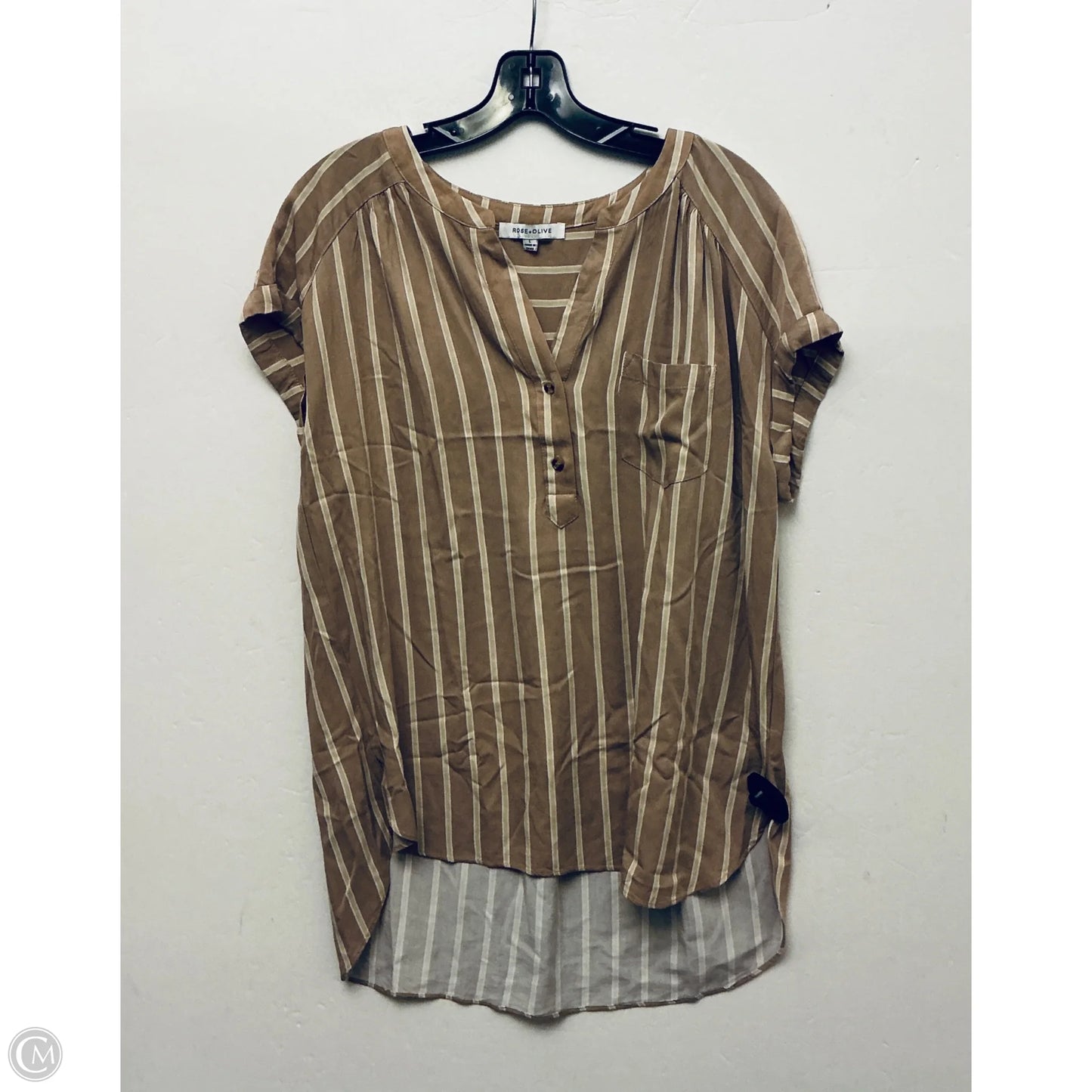Top Short Sleeve By Rose And Olive In Tan, Size: L