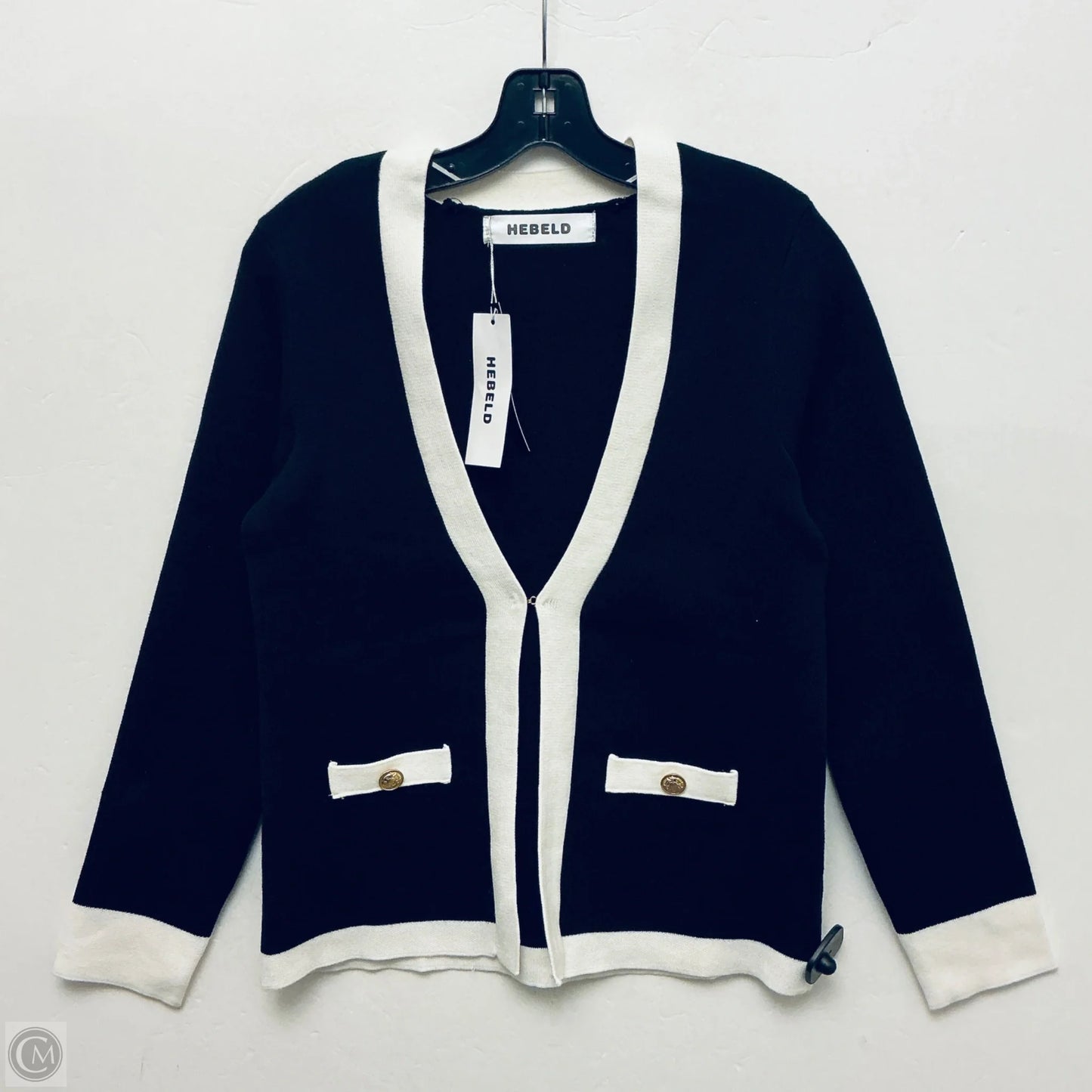 Sweater Cardigan By Clothes Mentor In Black & White, Size: M