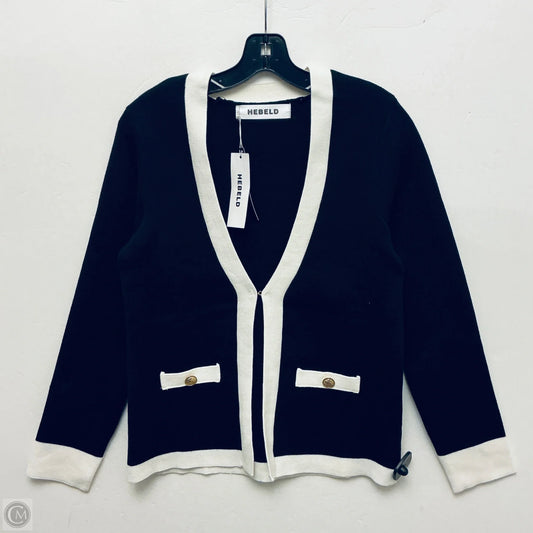 Sweater Cardigan By Clothes Mentor In Black & White, Size: M