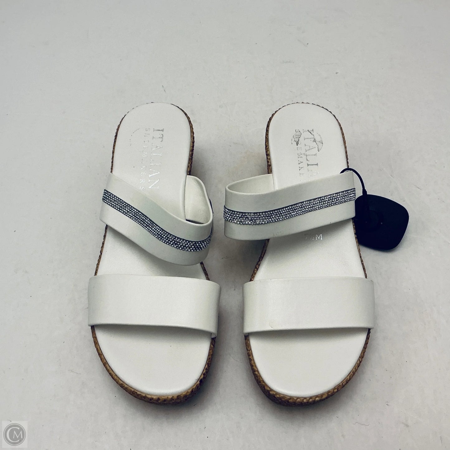 Sandals Heels Wedge By Italian Shoemakers In White, Size: 7.5