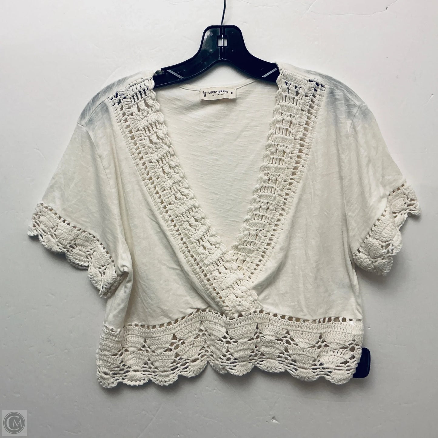 Top Short Sleeve By Lucky Brand In White, Size: M