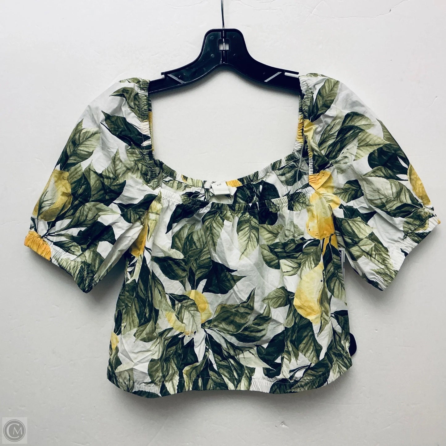Top Short Sleeve By H&m In Green & Yellow, Size: M