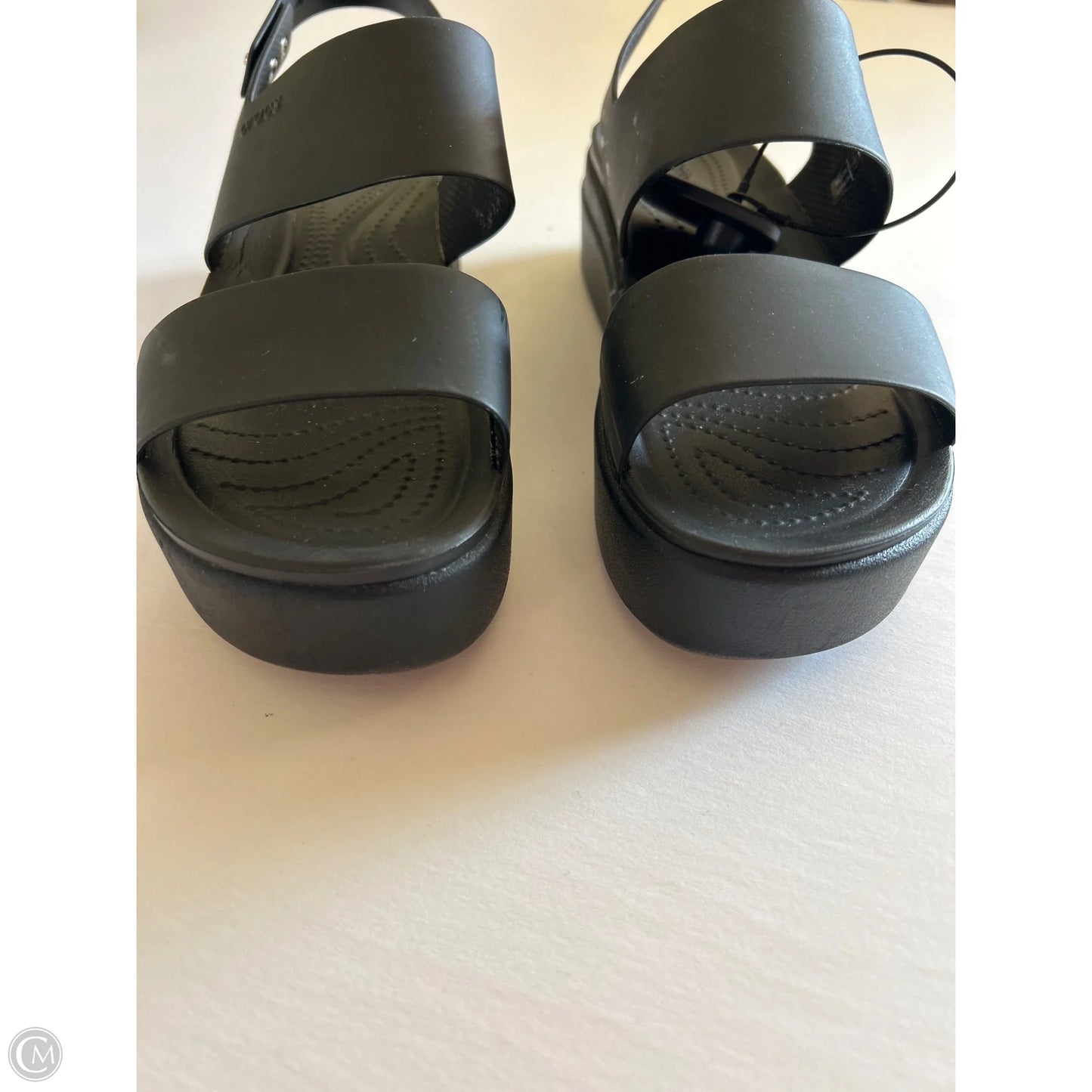 Sandals Heels Stiletto By Crocs In Black, Size: 9
