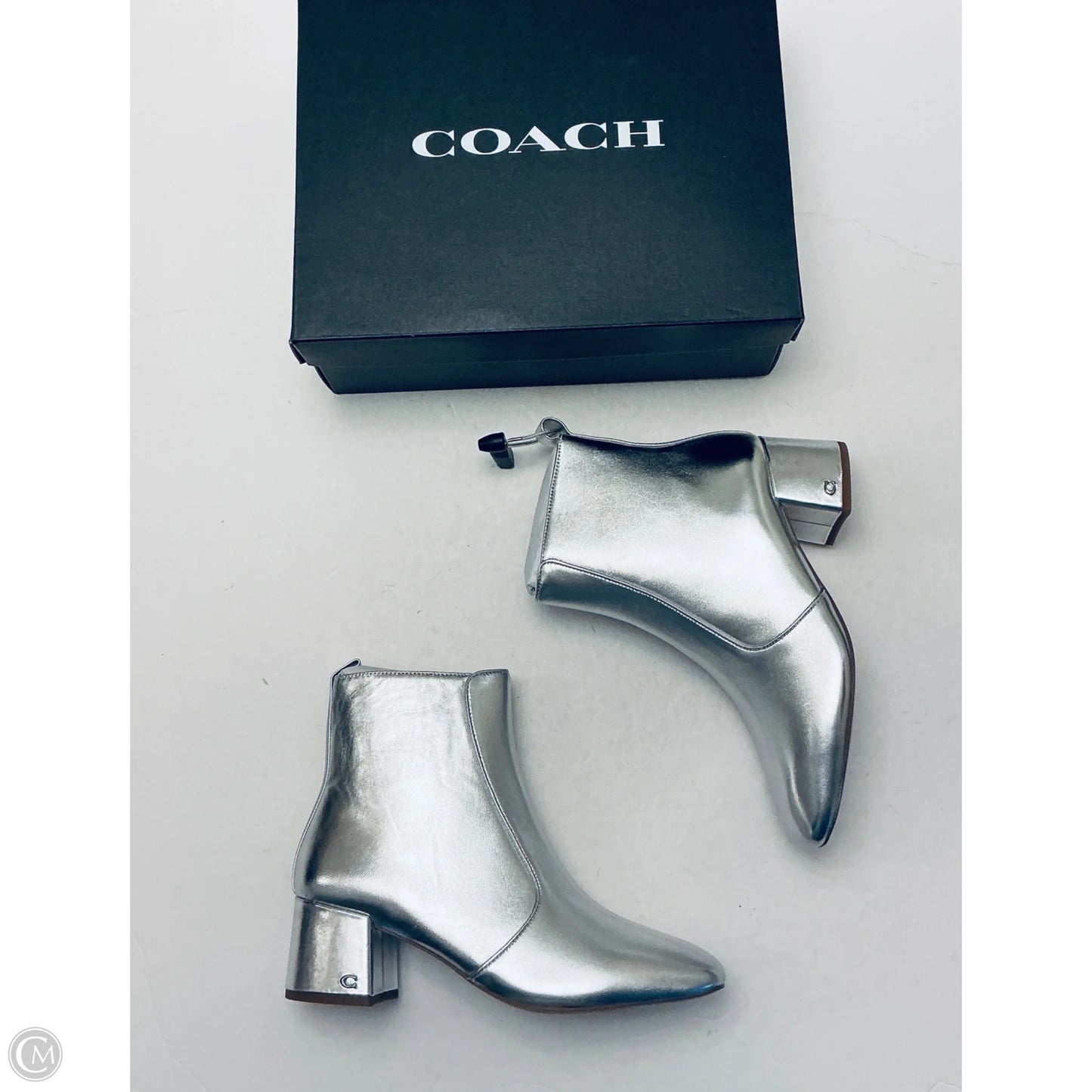 Boots Designer By Coach In Silver, Size: 8