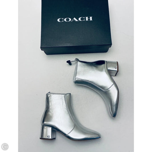 Boots Designer By Coach In Silver, Size: 8