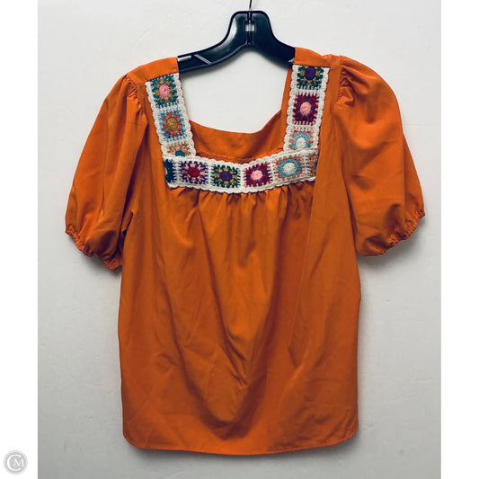 Top Short Sleeve By Shein In Orange, Size: M