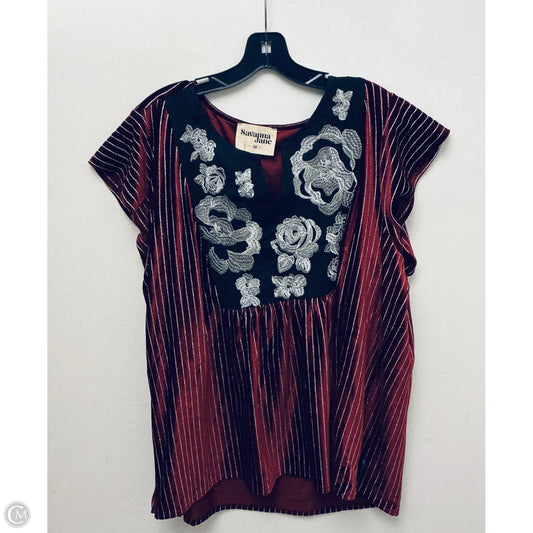 Top Short Sleeve By Savanna Jane In Maroon, Size: 3x