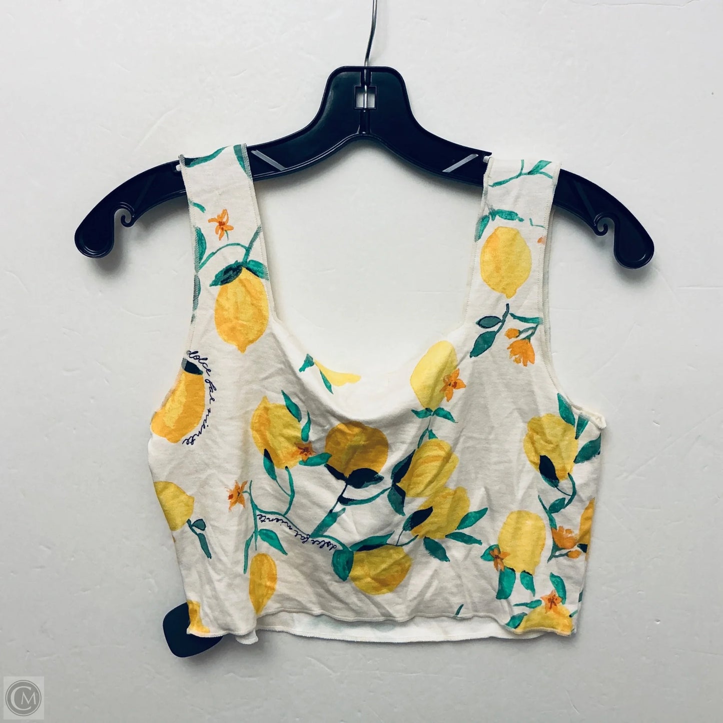 Top Sleeveless Basic By H&m In White & Yellow, Size: M
