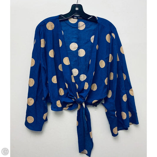 Top Long Sleeve By Zara In Blue, Size: L