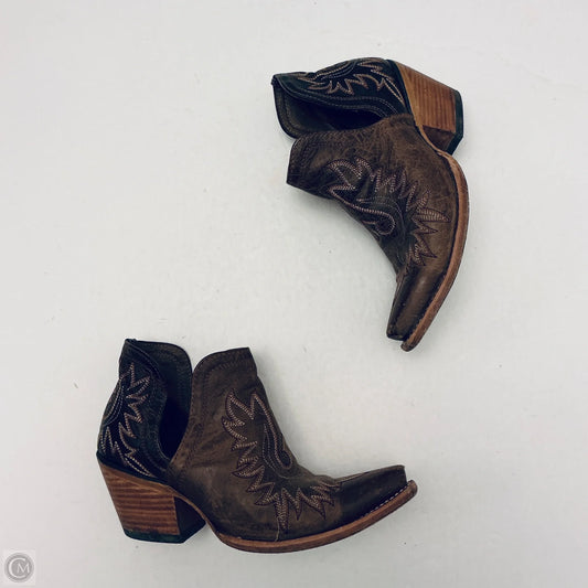 Boots Ankle Heels By Ariat In Brown, Size: 8.5