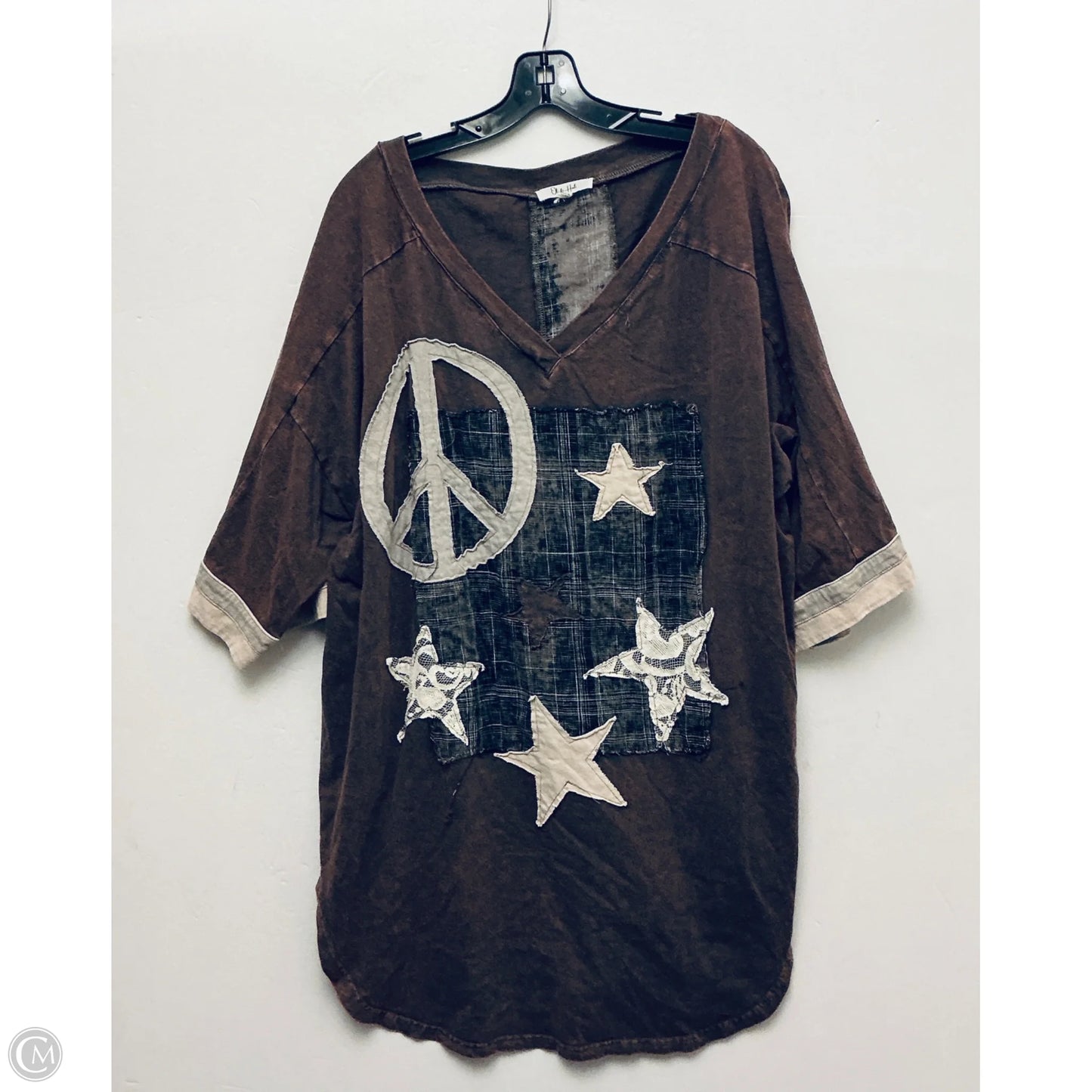Top Short Sleeve By Oli & Hali In Brown, Size: Xl