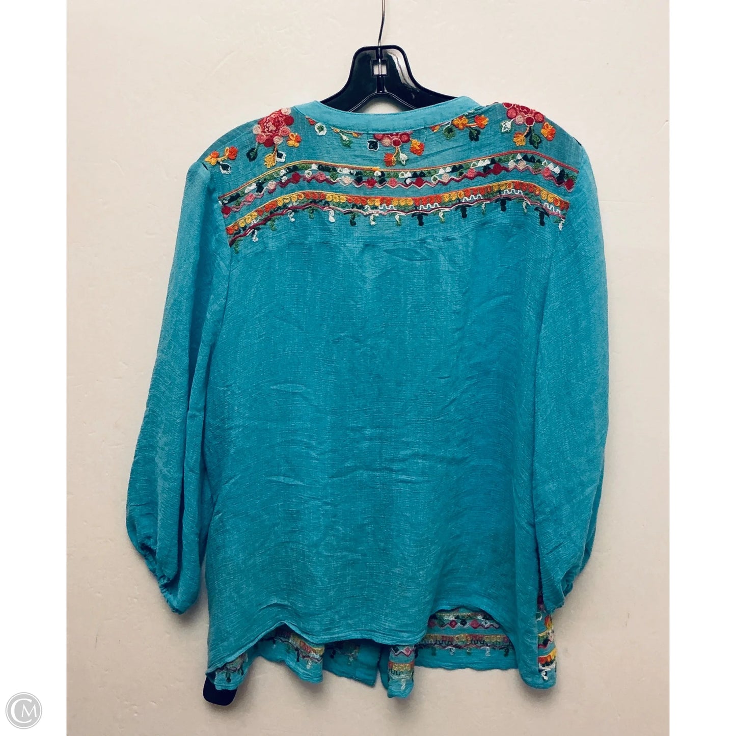 Top Long Sleeve By Figuero & Flower In Blue, Size: L