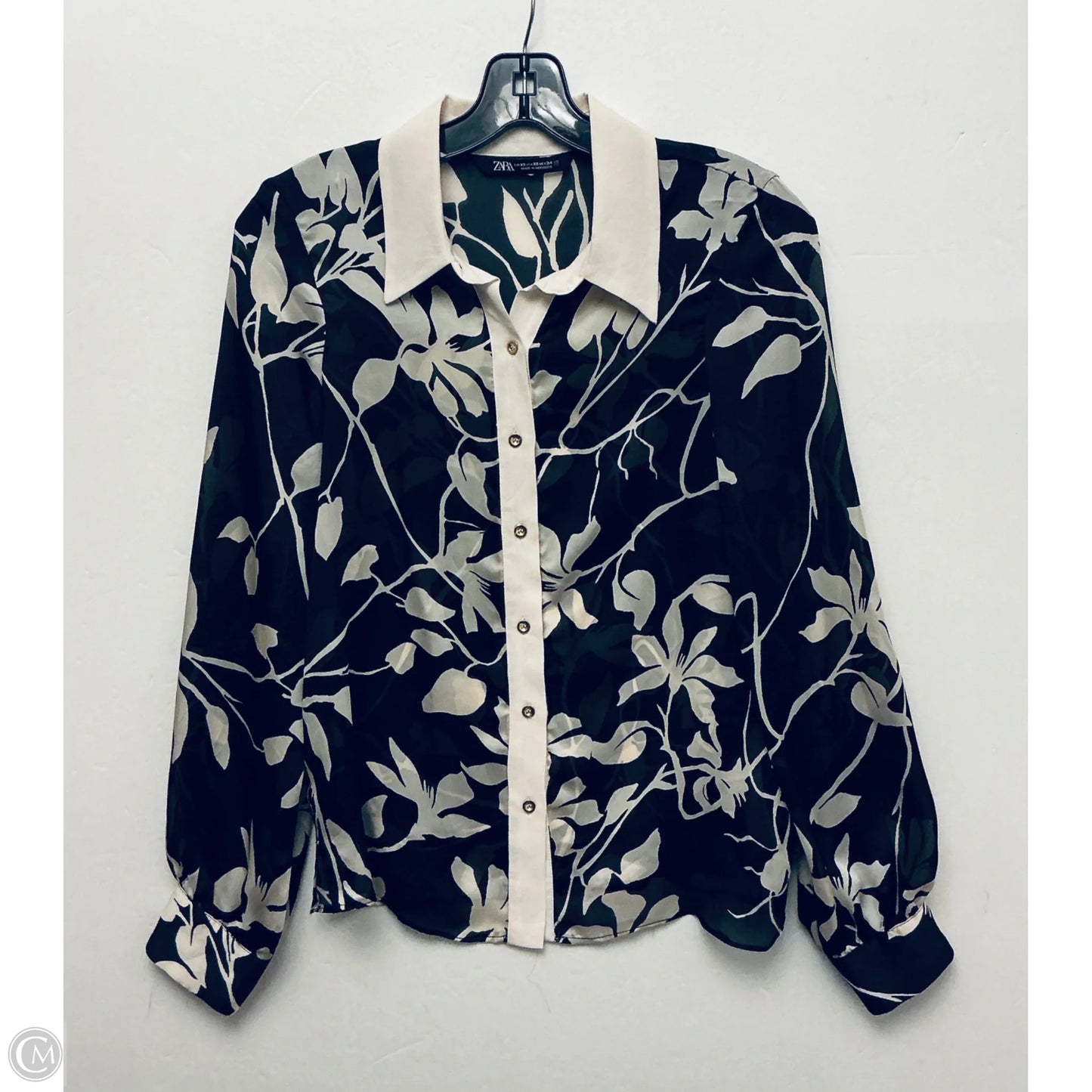 Top Long Sleeve By Zara In Black & White, Size: Xs