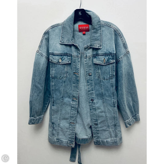 Jacket Denim By Guess In Blue Denim, Size: S