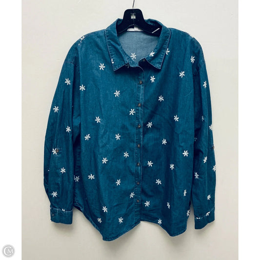 Top Long Sleeve By Jane And Delancey In Blue Denim, Size: Xl