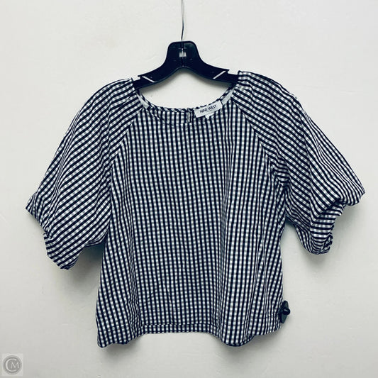 Top Short Sleeve By Nine West Apparel In Checkered Pattern, Size: M