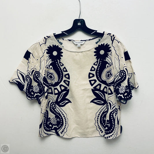 Top Short Sleeve By Calligraphie In Black & Cream, Size: M