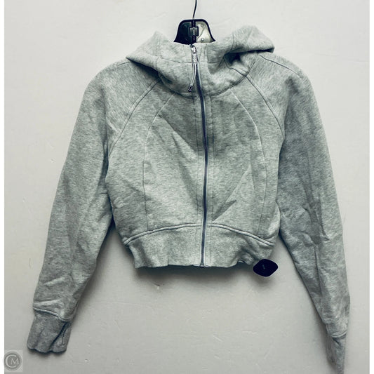 Athletic Sweatshirt Hoodie By Lululemon In Grey, Size: 8
