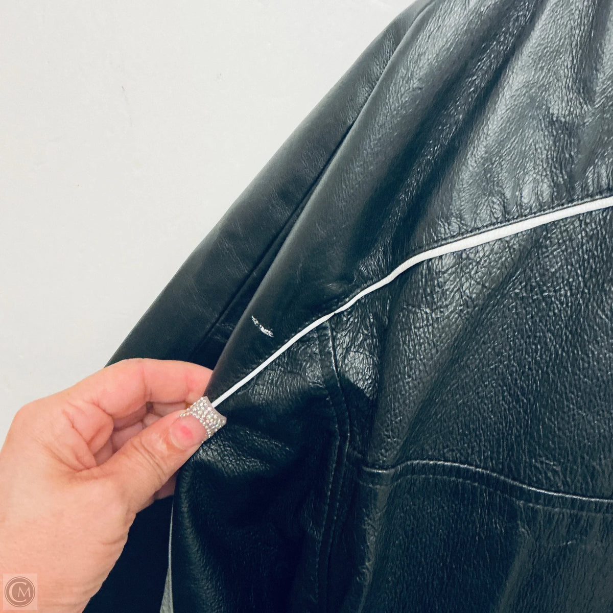 Jacket Leather By Cmc In Black & Silver, Size: M