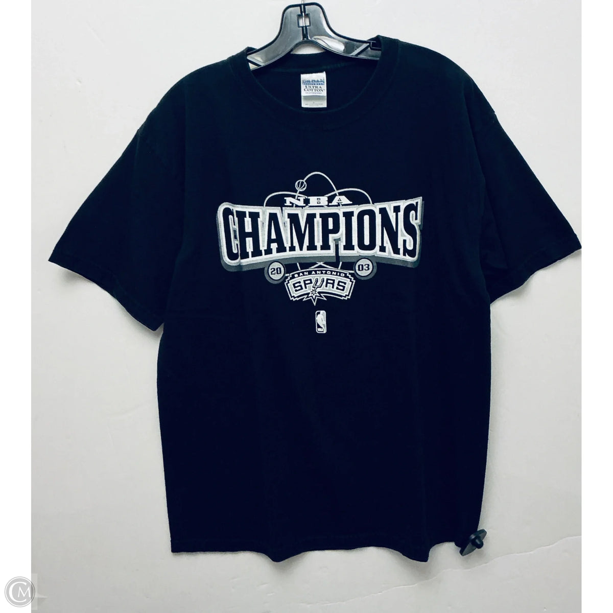 Top Short Sleeve Basic By Clothes Mentor In Black & Silver, Size: L