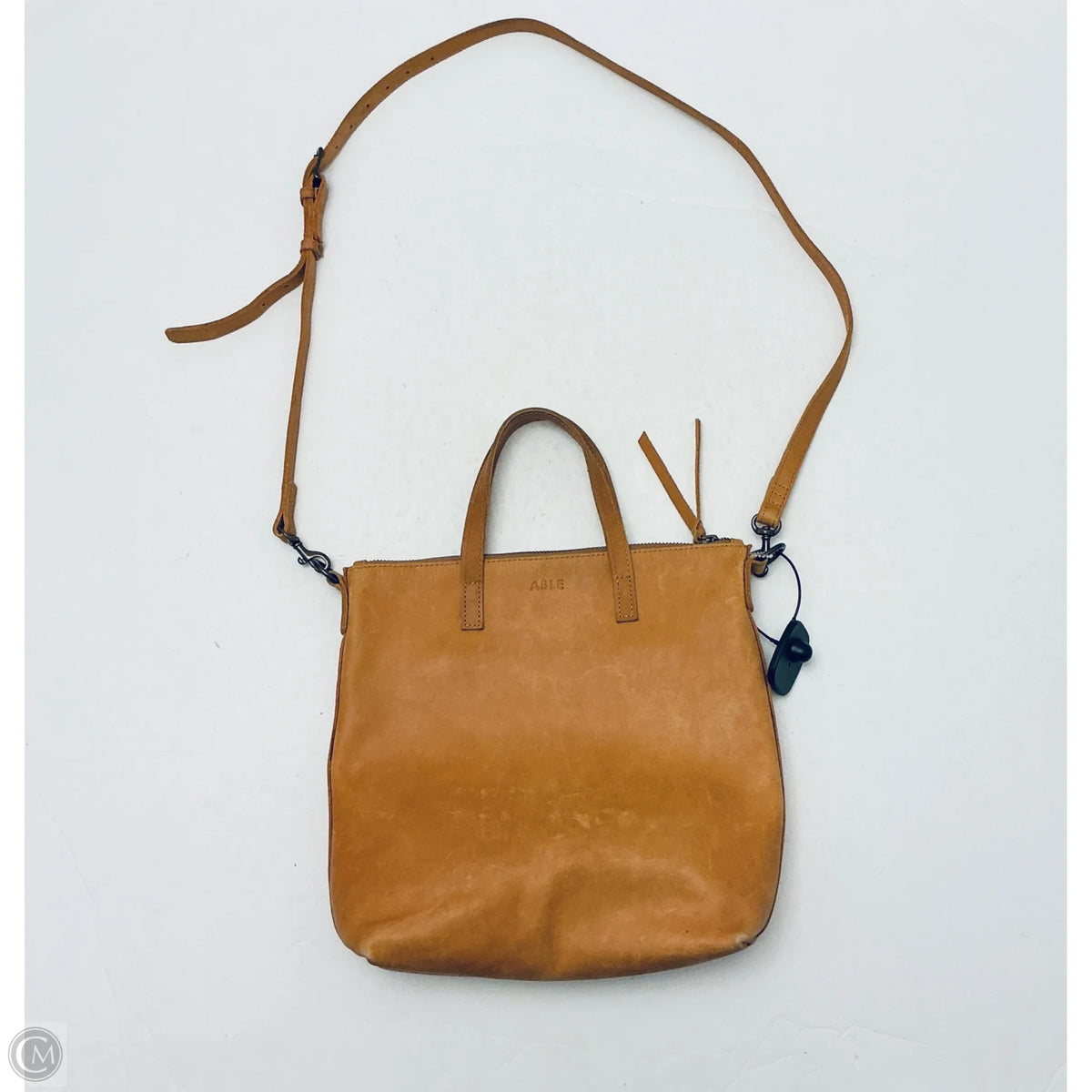 Handbag Leather By Able, Size: Medium