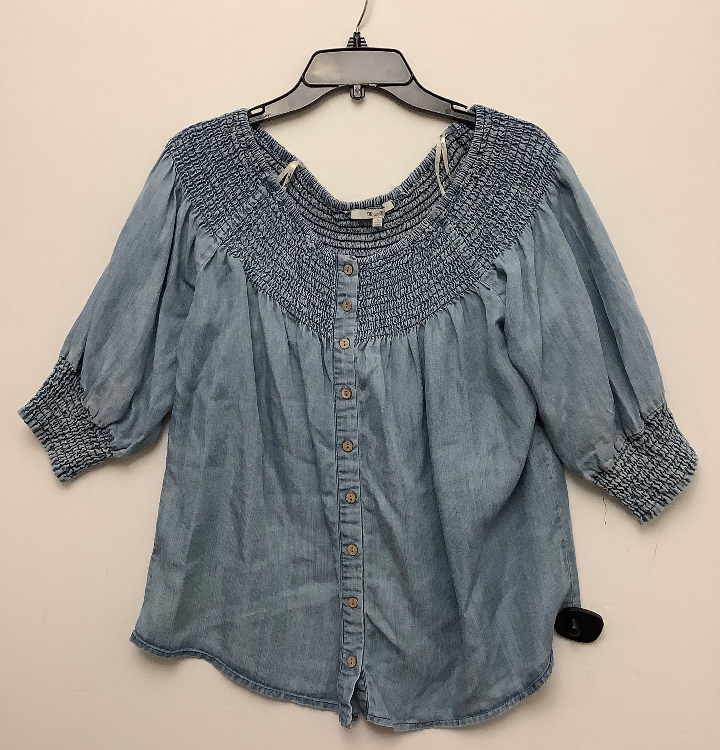 Top Long Sleeve By Miss Me In Blue Denim, Size: L