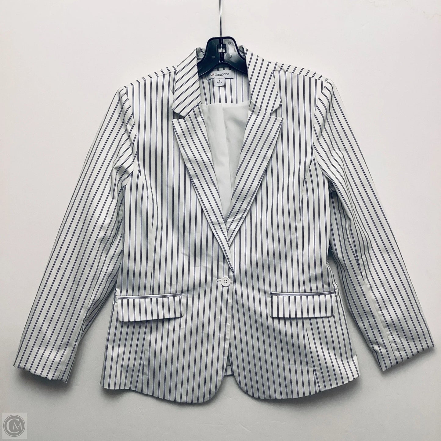 Blazer By Liz Claiborne In Blue & White, Size: M