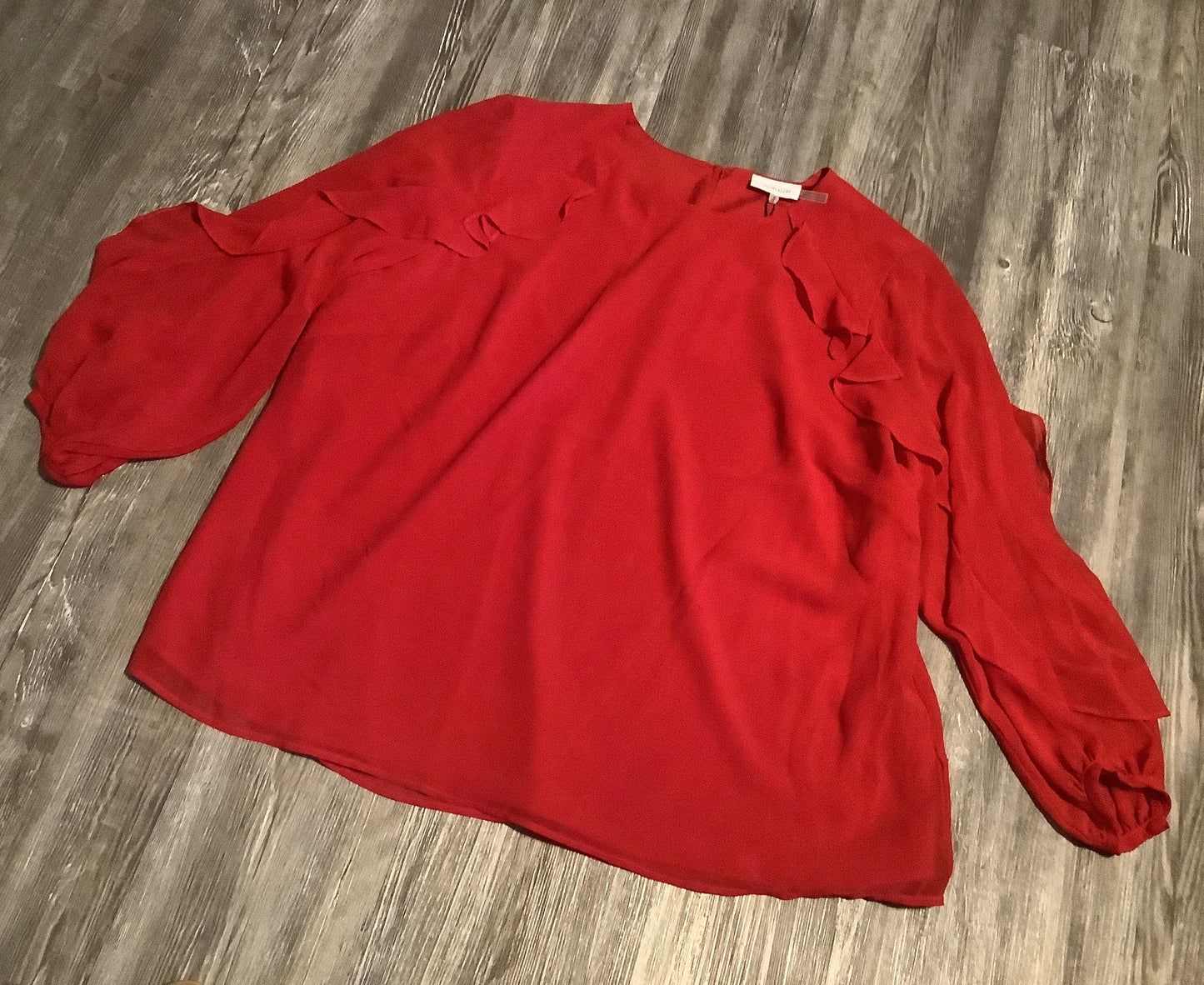 Top Long Sleeve By Calvin Klein In Red, Size: 1x