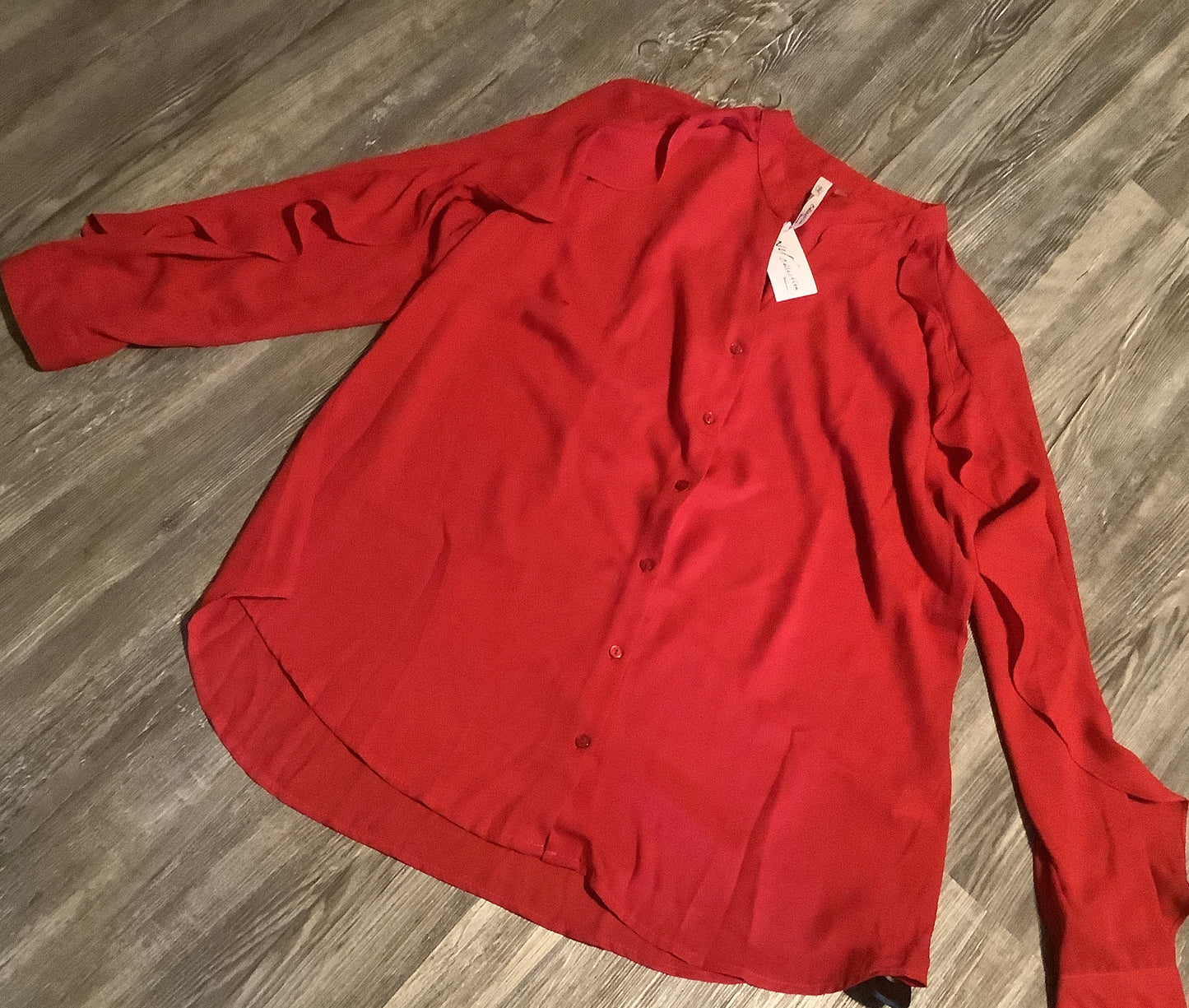 Top Long Sleeve By Ny Collection In Red, Size: 1x