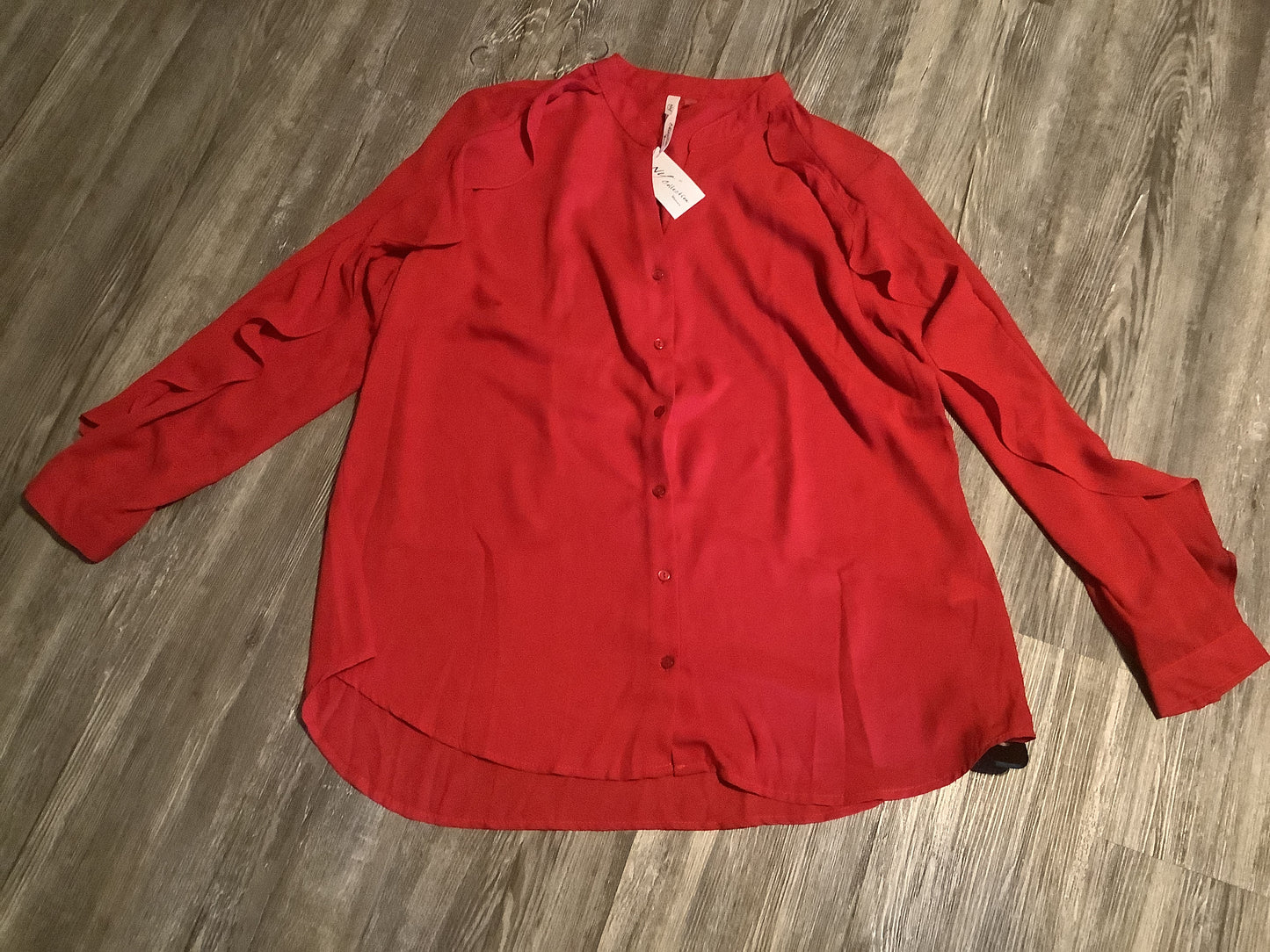 Top Long Sleeve By Ny Collection In Red, Size: 1x