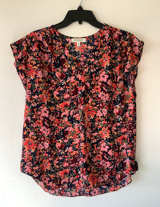 Top Short Sleeve By Chaus In Floral Print, Size: L