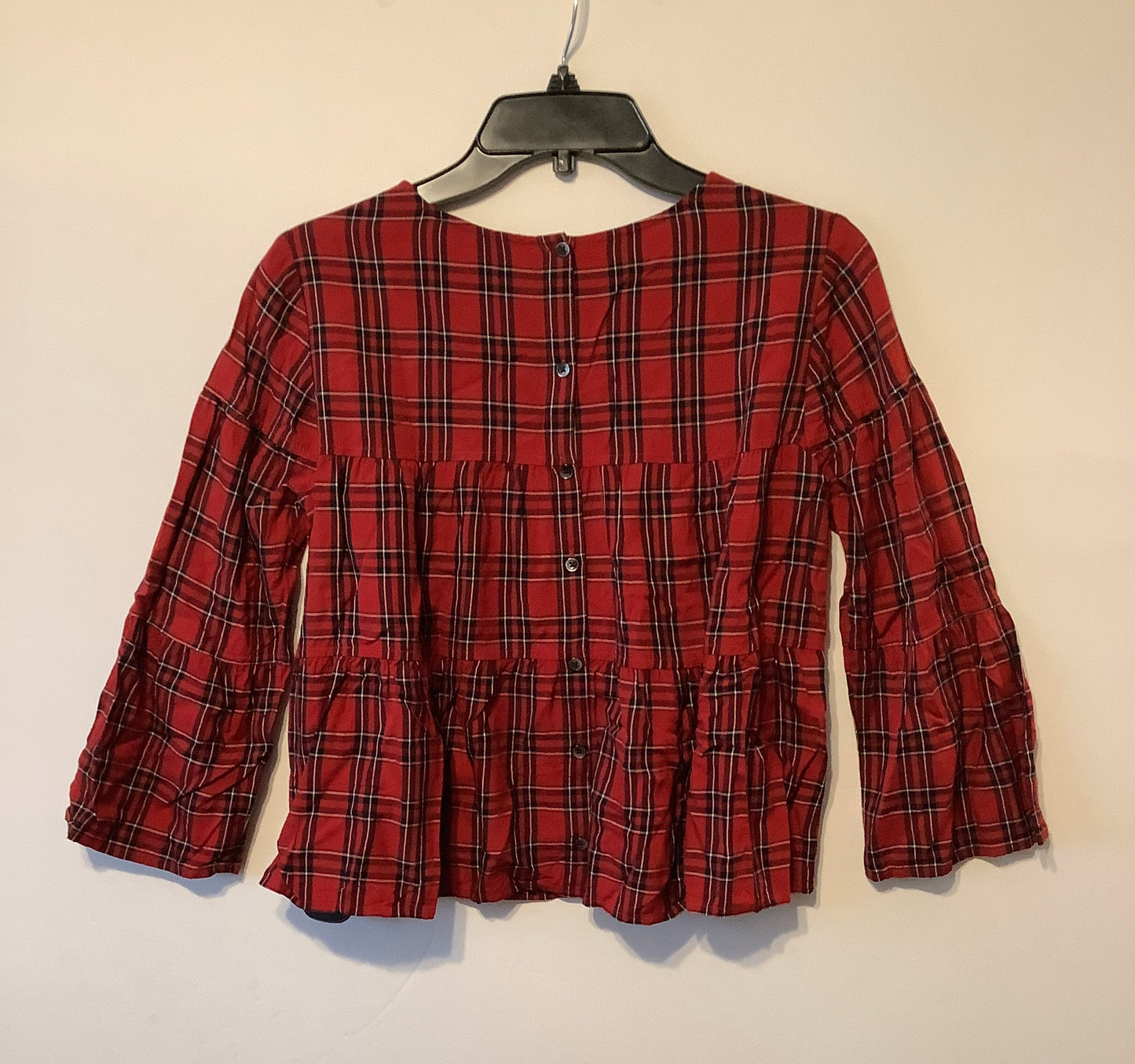 Top Long Sleeve By Madewell In Plaid Pattern, Size: Xxs